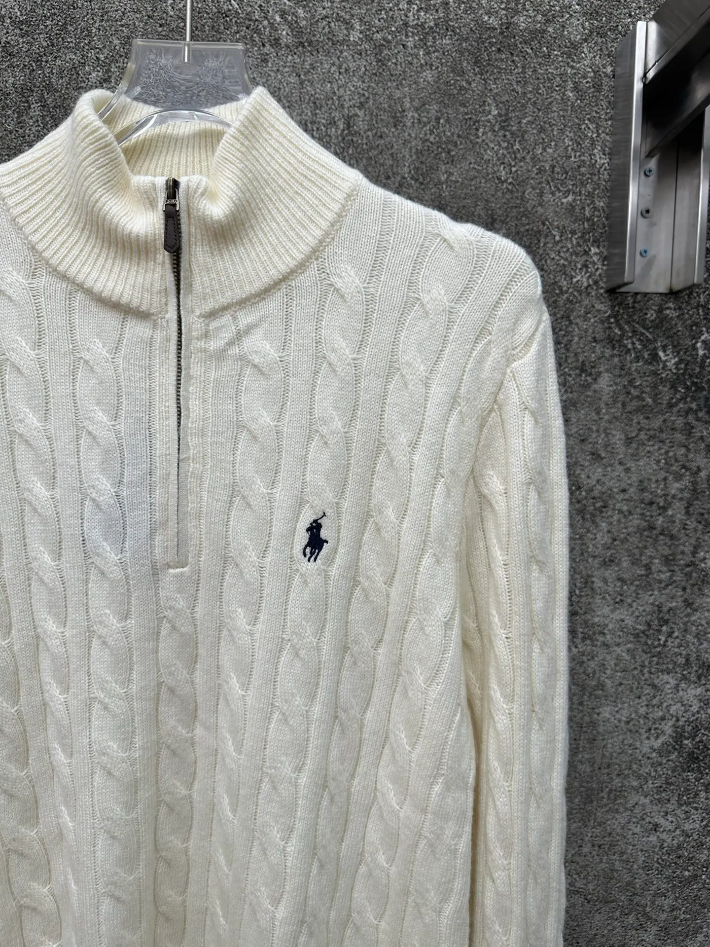 🅿️520 Polo Ralph Lauren 25ss solid color stand collar half zipper long sleeve sweater Size: S M L XL